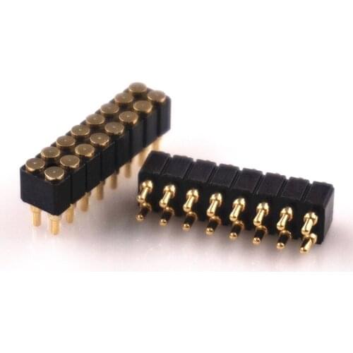 5pcs Spring Loaded Pogo Pin Connector 16 Pin 2.54 mm Pitch 8.0 mm Height Surface Mount SMT Vertical Dual Row 2x8 16 Poles