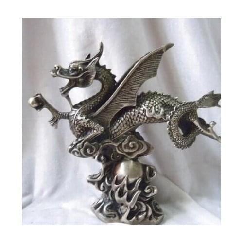 Details about China Tibet silver carved swiftly dragon play bead Sculpture decoration bronze factory outlets