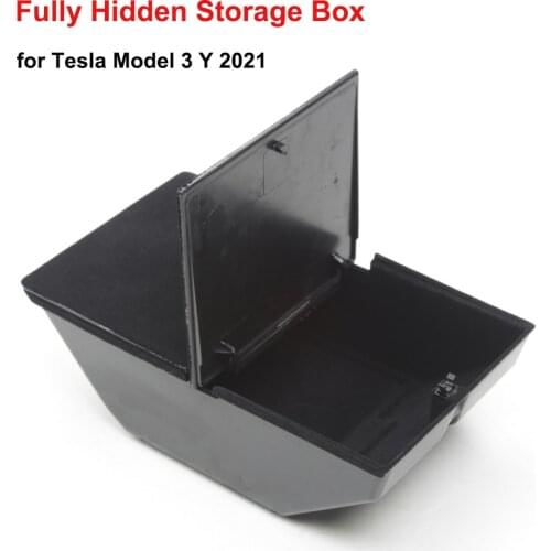 Fully Hidden Storage Box For Tesla Model 3 2021 Model Y ABS Center Console Car Modification Central Armrest Interior Accessories