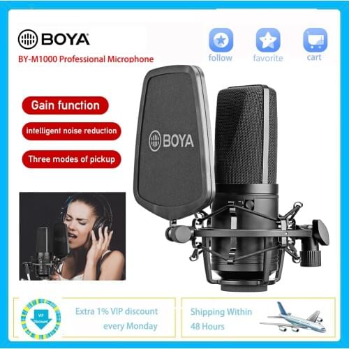 BOYA M1000 Professional Cardioid Condenser Microphone Kit Studio Mic For Tiktok Youtube Live Vlog Recording For Laptop Windows