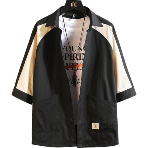 Hot New Shirts Men Casual Turn Down Collar Man Patchwork Loose Mens Shirt Camisa Masculina Korean Style Streetwear 3XL