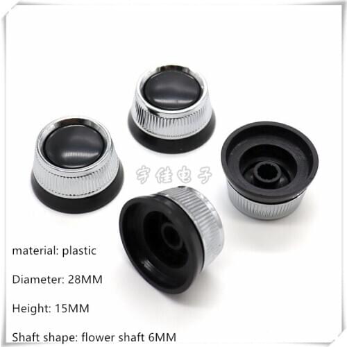 2 Piece 28X15MM water-plated stripes knob cap potentiometer volume adjustment switch knob is suitable for flower shaft 6MM