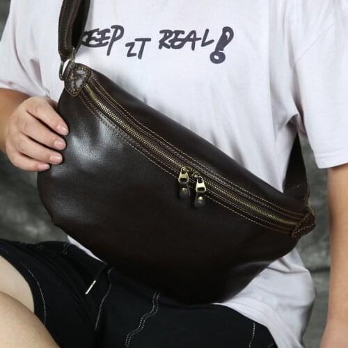 Men Large Waist Packs Genuine Leather Travel Waist Bag Male Fanny Pack Belt Bag Phone Pouch Bags Real Cow Leather Shoulder Pouch
