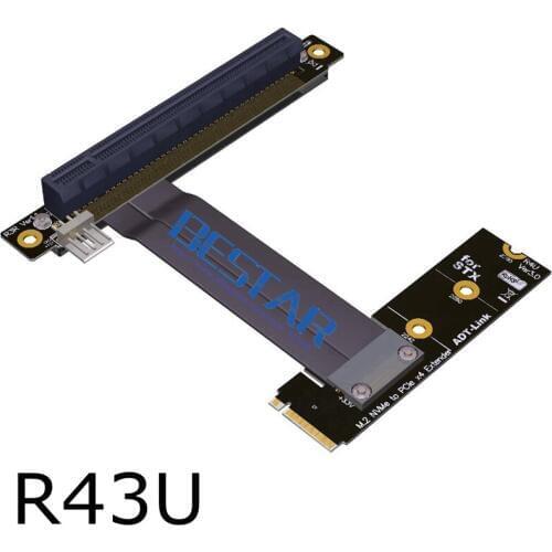 M2 NGFF NVMe STX Motherboard Graphics Card Extension Cord To PCIE x16, M.2 90 Degree Angle Card to 16x PCI-e Extender