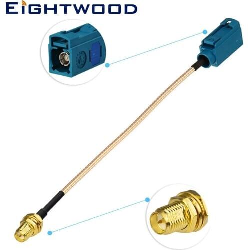 Eightwood Car Antenna Adapter Assembly Fakra Z Female to RP-SMA Female Bulkhead Straight Pigtail RG316 Cable 15cm Customizable