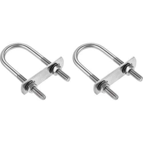 Uxcell Round U-Bolt 1.38"(35mm) Inner Width 102mm Length Steel M8 with Nuts, Plate, Washers 2 Set