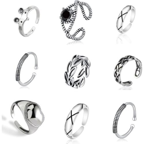 Vintage punk gold silver color rings for Women Aesthetic Flower Rings 2021 korean Fashion Wedding Unusual couple ring jewelry