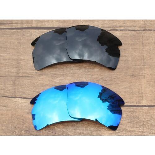 Vonxyz 2 Pairs Stealth Black & Ice Mirror Polycarbonate Replacement Lenses for-Oakley Flak 2.0 XL Frame