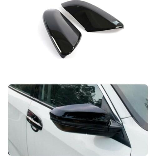 For Honda Civic 10th Gen 2016-2020 Replacement Rear View Side Door Mirror Wing Cover ABS Rearview Caps Cool Black