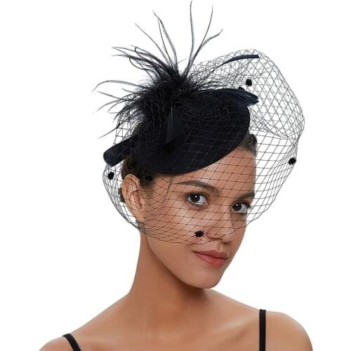 Tea Party Fascinator Hat Pillbox Hat Veil Mesh Hat with Clip and Hairband for Women