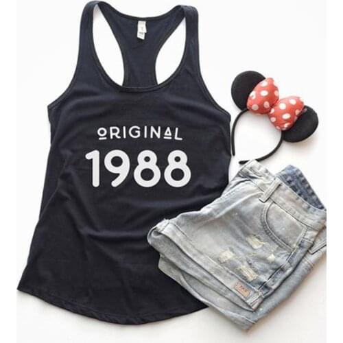Vintage 1988 Women Tanks Top Mom Girls Daughter Birthday Shirt 33 Years Old Women Sleeveless Shirts Mothers Day Raceback Tops