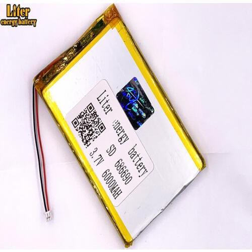 1.25MM 2pin connector 686690 6000mah 3.7V Li-ion Polymer Battery Rechargeable For Digital Camera