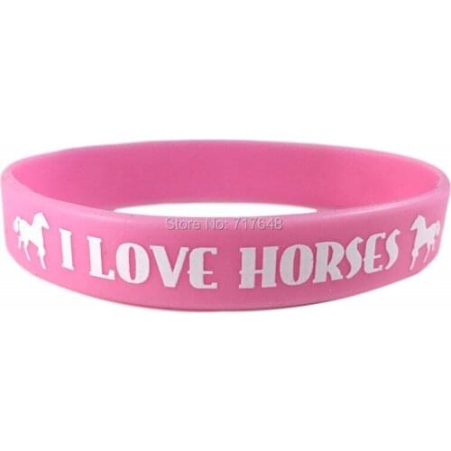 100pcs I Love Horses Pink Cowgirl wristband silicone bracelets free shipping by epacket A