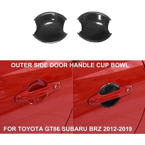 2pcs/set Car Styling Real Carbon Fiber Outer Door Handle Side Cup Bowl Cover Sticker Trim For Toyota GT86 Subaru BRZ 2012-2019