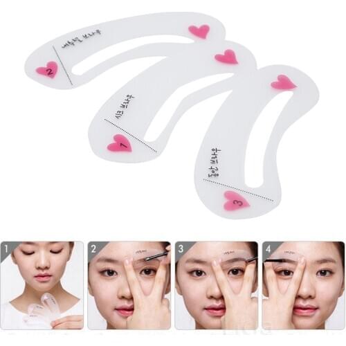 3 Styles Reusable Eyebrow Drawing Guide Card Kit Template Makeup Eyebrow Stencils Tools Template Durable DIY Beauty Make Up Tool