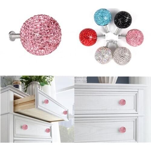 30mm Modern Crystal Diamond Handle Glass Knobs Handle Cabinet Drawer Wardrobe Door Pulls Furniture Hardware Droship