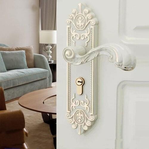 Luxury Style Zinc Alloy Hotel Bathroom Mute Door Lock Home White Door Handle Anti-theft Lock Set Hardware Accessories