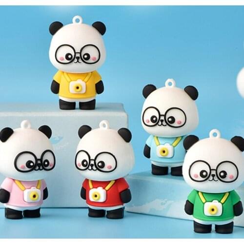 Cute Panda Keychain for Women Girl Mini Plastic Key Ring Bag Charm Special Gift Kawaii Pendant Cartoon Cute Modeling