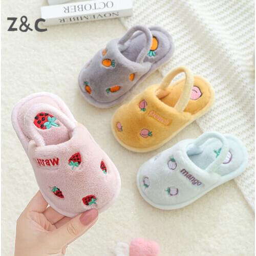Childrens Cotton Slippers Childrens Keep Warm Winter Indoor Home Non-skid Girls cute cartoon babys new shoes funny slippers