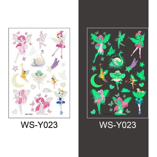 Childrens Waterproof Temporary Tattoo Stickers Cute Dinosaur Unicorn Mermaid Cartoon Luminous Tattoo Stickers