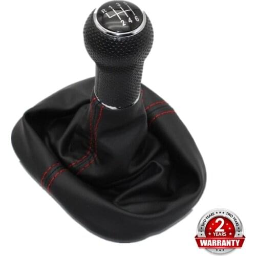 For Seat Leon 2000 2001 Toledo 1999 2000 2001 Car-Styling 6 Speed Gear 23 mm Hole Car Shift Knob With Leather Boot Red Line