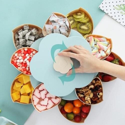 Double-Layered Rotating Petal Fruit Tray Candy Nut Box Snack Storage Box Living Room Rotating Fruit Tray Desktop Storage Box