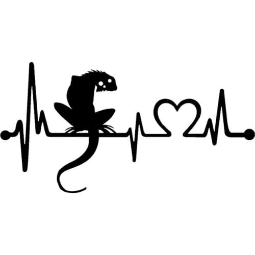 Car Sticker Funny Little Animal Lizard Heartbeat Car Decoration Decal Ideas Apply To All Models Black/white, 15cm * 8cm