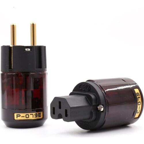 Hi End Pair P-079E+C079 24k Gold-Plated EU Power Plug ac power cord plugs