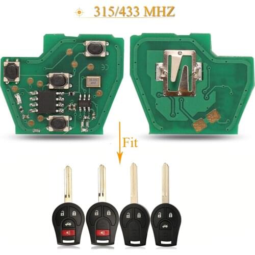 Kutery 10pcs 4 Buttons Remote Car Key Circuit Board Fob 315MHZ For Nissan March Qashqai Sunny Sylphy Tiida