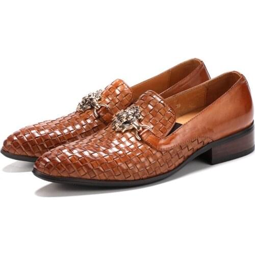 Quality Black / Brown Loafers Mens Summer Shoes Genuine Leather Wedding Shoes Boys Prom Party Shoes