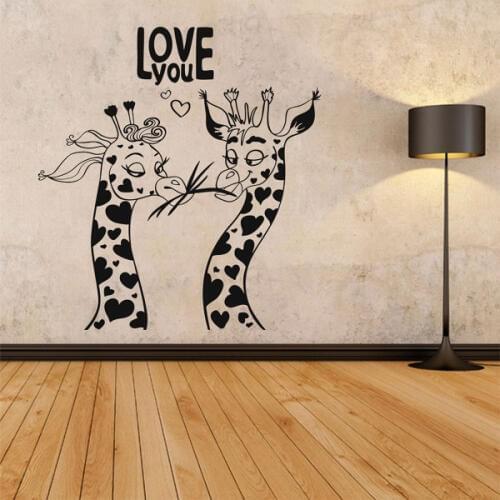 Love Animal pattern Wall Sticker Love you at first sight Humor Giraffes Wall Art Decor Mural Removable Home Decoration WA-55