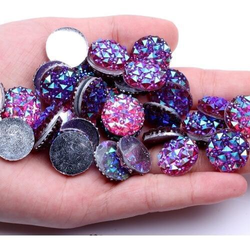 Round Shape Flatback Resin Rhinestones 12mm 40/200pcs Without hole Crocodile Skin Texture Beads Gems DIY Scrapbooking Decoration