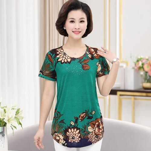 2020 Summer New Women Clothing Floral Short Sleeve Pullover Top O-neck Tee Shirt Femme Plus Size T-shirt Camisetas Mujer Haut