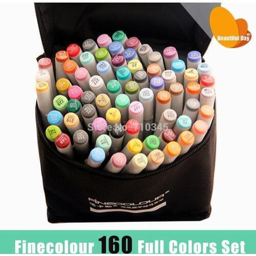 The updated second generation of Finecolour alcohol based sketch marker pen 160 full colors with bags / freeshipping