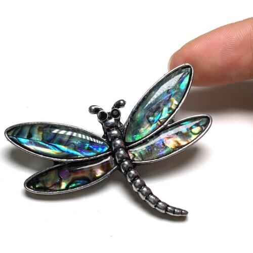 Fashion Natural Shell Pendant Necklace Dragonfly Colorful Mother of Pearl Shell Charms for Jewelry Making DIY Necklace Brooch