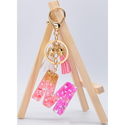 Fashion Tassel Keychains For Keys Women Jewelry A-Z Letters Initial Resin Charms Handbag Pendant Cute Keychain Accessories