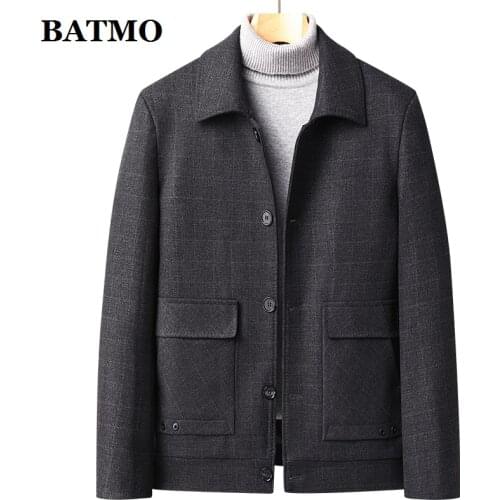 BATMO 2021 new arrival autumn&winter high quality wool Plaid jackets men,male coat ,plus-size M-4XL 2123