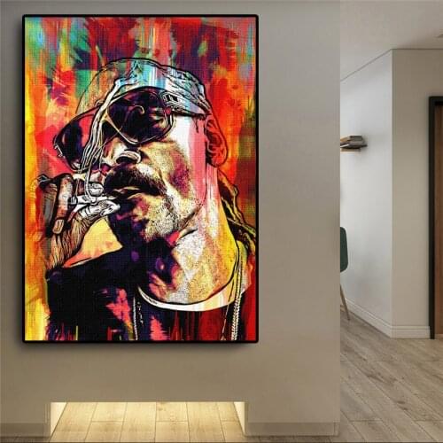 Rap Singer Smoking Snoop Dogg Hip Hop Figure Art Posters Prints on Canvas Wall Pictures for Living Room Home Wall Cuadros Decor