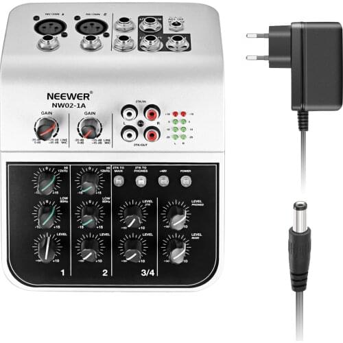 Neewer Mixing Console Compact Audio Sound 2-Channel Mixer for Condenser Microphone(NW02-1A) US Plug/EU Plug