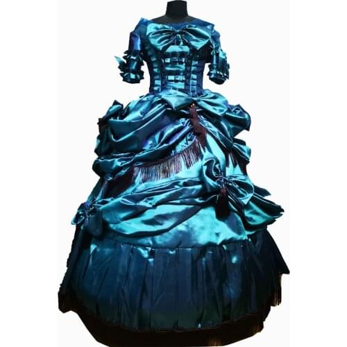 2020 New blue Vintage costumes 18th Duchess Retro medieval Renaissance Reenactment Theatre Civil war Victorian dress D-621