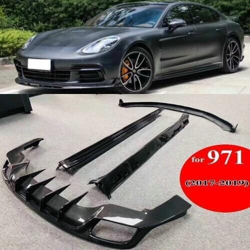 Newest 971 Carbon Fiber Bodykit (front lip+ side skirts + rear diffuser ) car body kits For Porsche Panamera 971 2017 2018 2019