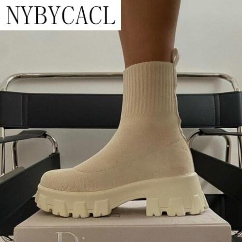 2021 Autumn Winter New Couple Socks Shoes Women Thick-soled Casual Large Size Net Red Knitted Short Boots Women botas de mujer