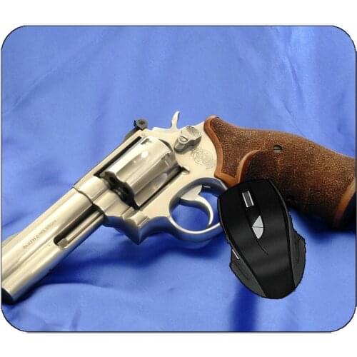 Office Mouse Pad Weapon Pistol Revolver Mouse Pad With Stitched Edges