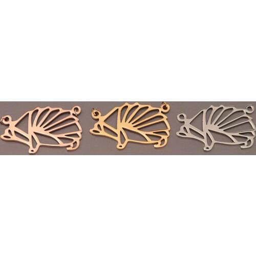 Wholesale 30pc/lot Big Metal Pendant Origami Hedgehog DIY Stainless Steel Charms Pendants Jewelry Making Kids Christmas Jewelry