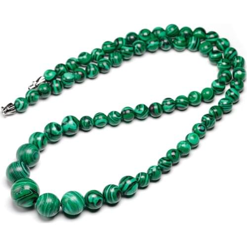 6-12mm Green Malachite Necklace Women Girls Beads Stone 18.5inch Jewelry Making Design Mothers Day Gifts Dropshipping