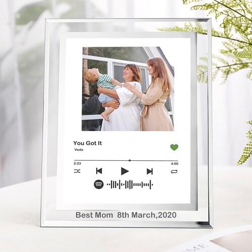 Personalized Music Spotify Scan Code Frame For Him Her Glass Album Frame Custom Photo Text Date Record Creative Birthday Gifts