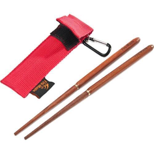 Portable Foldable Backpacking Picnic Tableware Red Folding Sandalwood Chopsticks for Outdoor Camping Travel Kits