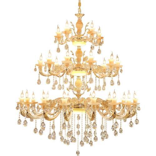 Luxury Crystal Chandelier for Stairway Sitting Room Lights Big Chandelier Lighting for Staircase Gold Wrought Iron Chandelier