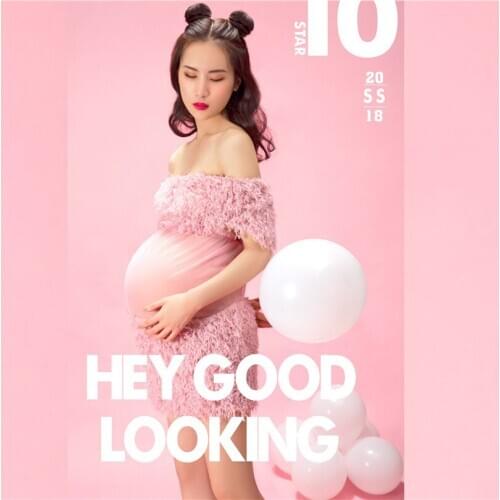 Pink Maternity Dress For Photo Shoot Pregnant Photo Prop Dress Feather Maternity Dress Photography Props