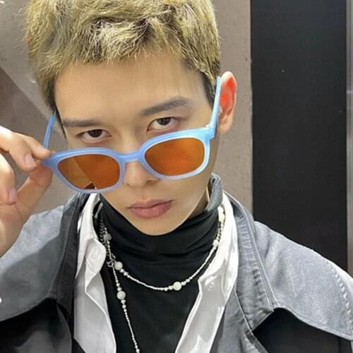 Rivet Square Frame Women Men Sunglasses Orange Yellow Lens UV400 Eye Protection Girl Sexy Ladies Fashion Outdoor Eyewear